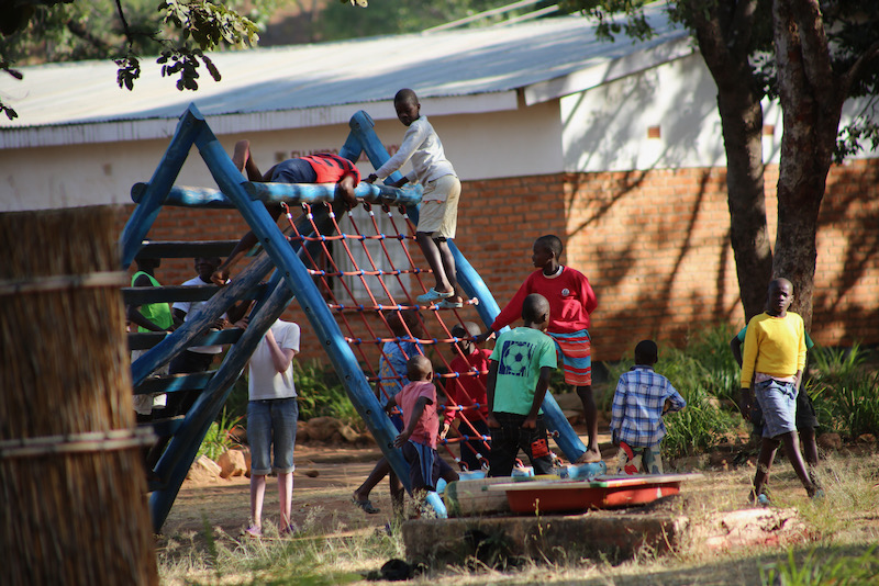 Children on climbing frame